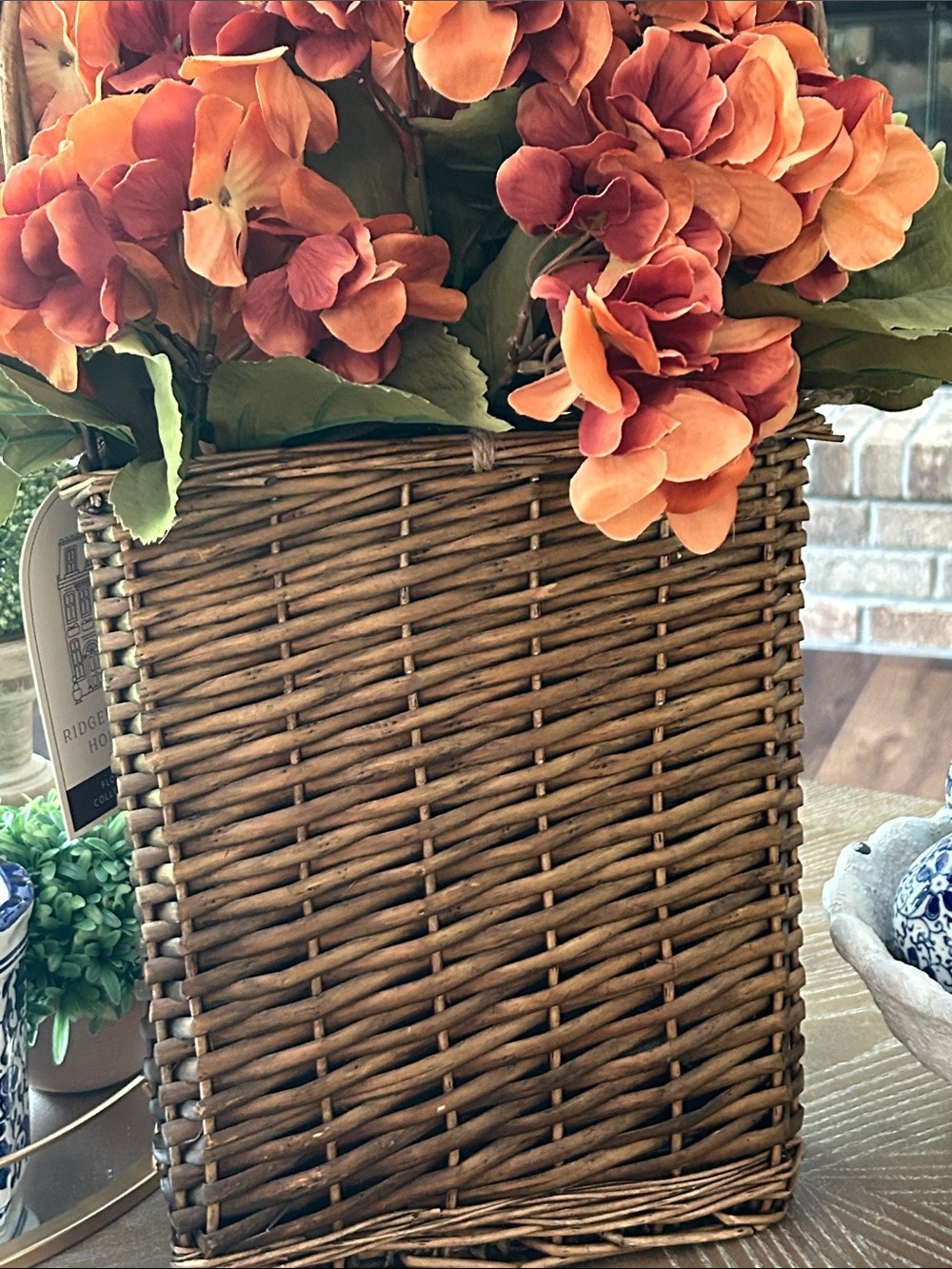 NWT! Fall Harvest Rust Orange Hydrangea Hanging Basket Floral Arrangement - Picture 7 of 7